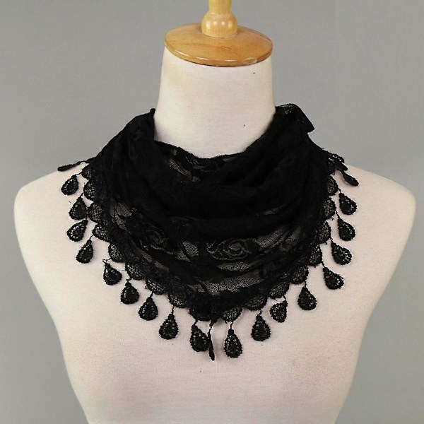 Naisten Huivit Ale Lace Tassel Rose Floral Hollow Huivin Shawl Lady Wraps Huivit Black