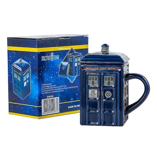 Doctor Who Tardis-krus Kaffe-te-kopp Politiboks Keramikkkrus Med lokkdeksel Bursdagsgave