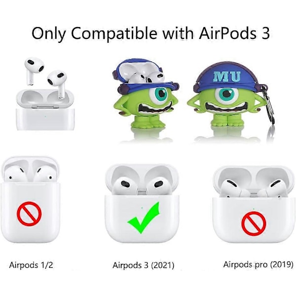 Passform designad för Airpods 3:e generationen 2021, Silikon Tecknad Söt Fodral Skyddande Stötsäkra Skal för Airpods 3 Cute MrQ standard