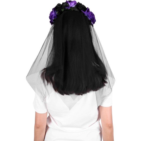 Blomsterkrans Pandebånd Gotisk Brude Slør Halloween Tiara Pandebånd