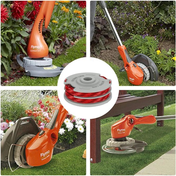 Flymo Trimmer Spole Φ1.5mm Dobbelt Auto-Feed Spole Udskiftning til Flymo FLY021 Plæneklipper Trimmer Snor Genopfyldning 36ft (1-pakke)