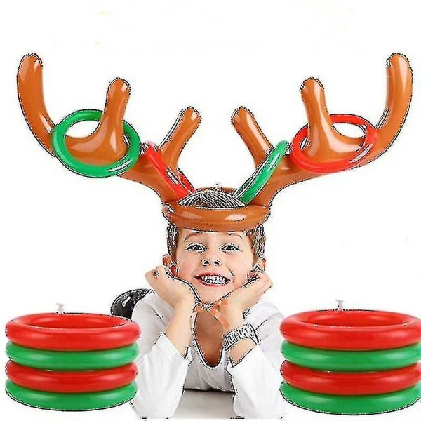 2 st uppblåsbara horn ren hatt Ring kasta spel Julfest Xmas leksak gåva