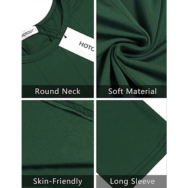 Dam 3/4 Ärm A-linje Och Utsvängd Midi Lång Klänning Green XL