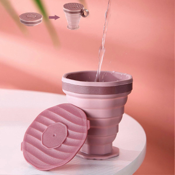 Hopfällbar Resemugg i Silikon, Portabel Kaffekopp för Varma och Kalla Drycker, Återanvändbar To-Go Kaffemugg i Fickformat Grey