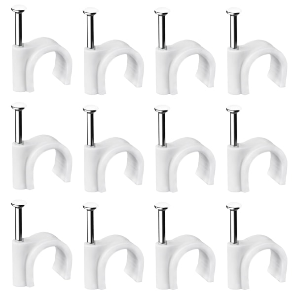 Cable Clips,  Nail Clips Strong Durable White Round Cable Tacks, Wall Wire Tidy Holder Clip Management Cable Pins