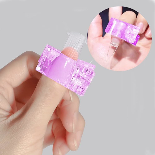 5 st Polygel nagelklämmor, nagelspetsklämma för snabbbyggnadsgel, transparenta nagelklämmor, nagelkonstverktygsklämma