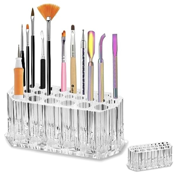 Acrylic Makeup Finger Nail Art Tool Organizer 26 Spaces for Storage of Beauty Nail Art Kit Tools - Clear