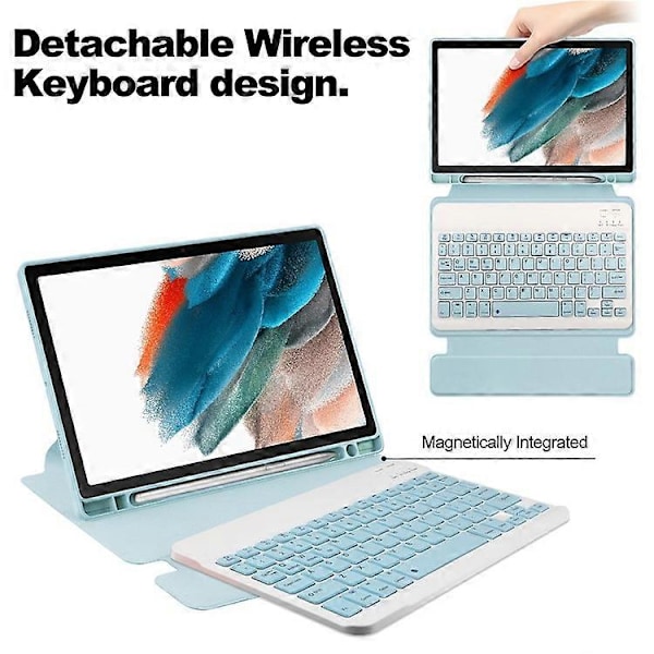 Kompatibelt Skal med Bluetooth-tangentbord för Samsung Galaxy Tab A8 10.5 (2021) / (2022) Roterande Ställ Surfplatta Fodral Azure