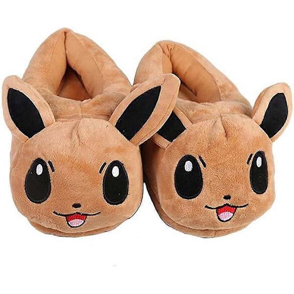 Cartoon Brun Söta Eevee Plyschtofflor Hemtofflor Anime Bomulls-tofflor Vintertofflor