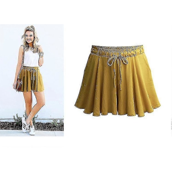 Damshorts Sommar Chiffong Vardagliga Shorts Kvinnliga Vida Ben Elastisk Hög Midja Shorts Vida Ben Damshorts Sommar Yellow XXL
