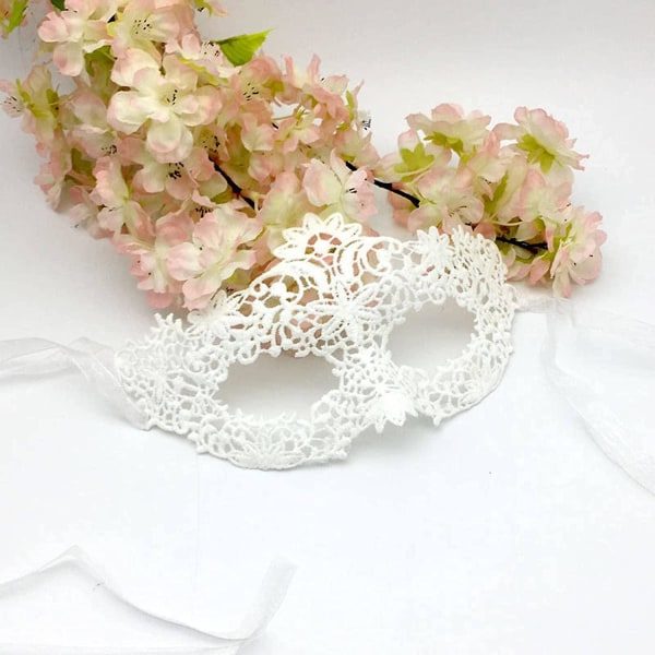 Masquerade Musta Pitsi Naamio Puoli Kasvot Seksikäs Valkoinen Silmänaamio Halloween Puvustusjuhliin Aikuinen Tyttö