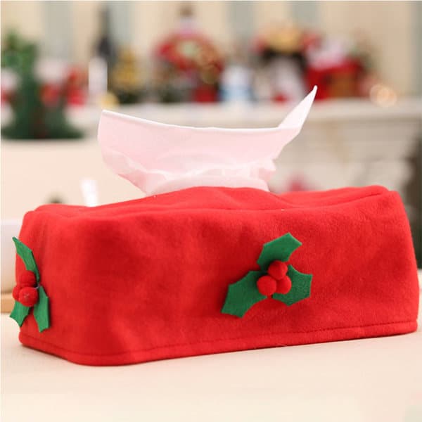 Jul Servettlåda Röda Bär Gröna Blad Non Woven Tyg Servettfodral