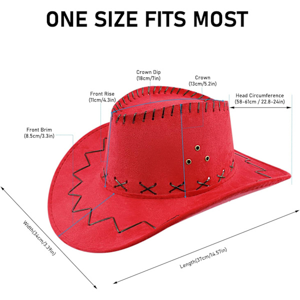 Cowboy Hat Suede Cowboy Hat Bred Brim Western Cowboy Hatte Autentiske Gunslinger Hat Filt Cowboy Hat til Mænd Kvinder