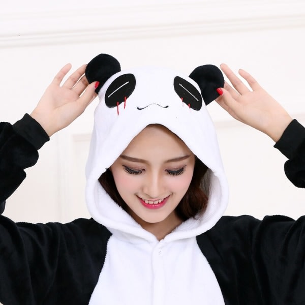 Panda Kigurumi Pyjamas Bjørn Onesies Voksen Heldragt Pyjamas Dyr Natkjole Kvinder Mænd Nattøj Dreng Piger Cosplay Kostume panda onesies L L