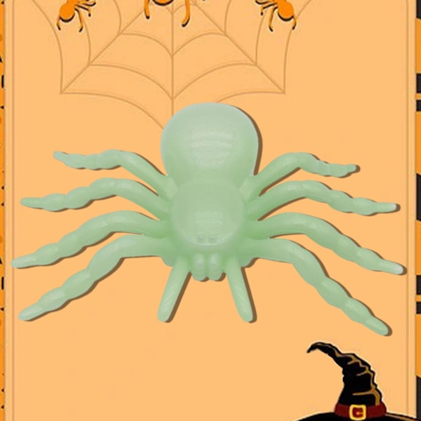 Simulerad Spindel Realistisk Livsliknande Icke-deformerbar Halloween Flockad Spindel Skräckscener Spökhus Dekorationer Fluorescent Green S