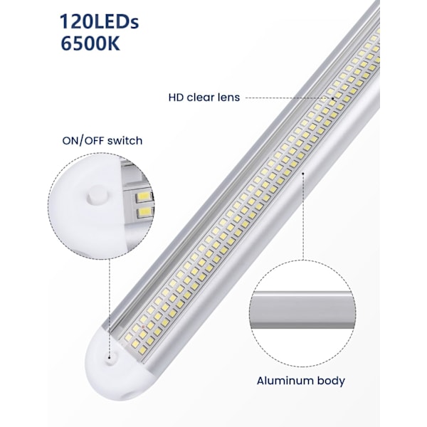 LED-innerbelysning för husbil, 120 lysdioder, LED-list, universell innerbelysning för husbilskök, kallvitt 2pcs