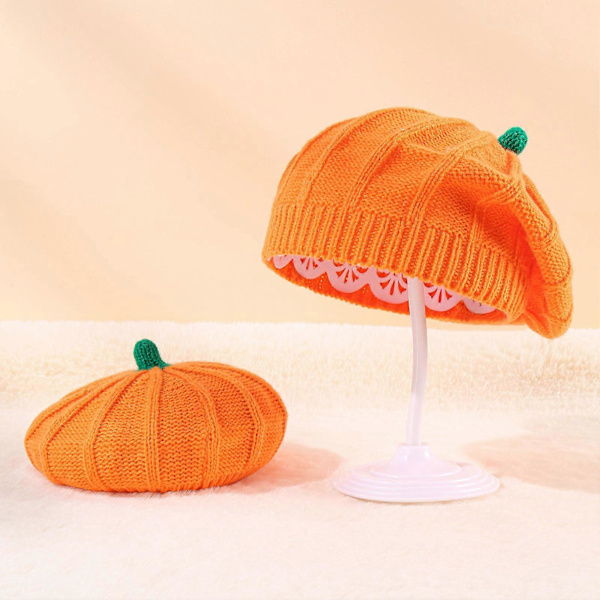Förälder-barn Pumpa Stickad Beret Hatt Vinter Mamma Och Baby Beanie Hatt för Utomhus Dagligt Användning One Size,Adult