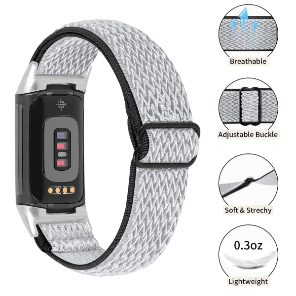 Fitbit Charge 5 ranneke Nylon Harmaa/Musta