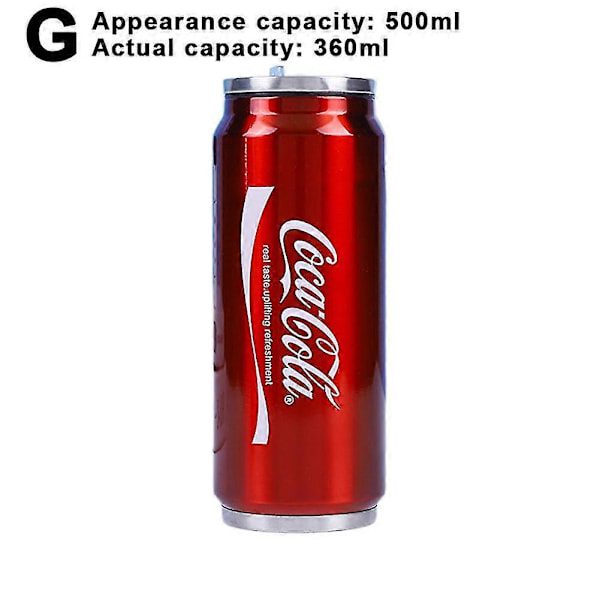 350 ml / 500 ml Coca Cola -muki, kuuma- ja kylmäeristys, 304 ruostumattomasta teräksestä valmistettu termos, jättimäinen Coca Cola -vesipullo, mukautettu autotra Actual Capacity 360Ml Red