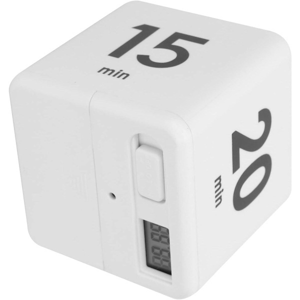 Terningtimer til tidsstyring og køkkentimer, træningstimer, roterende digital timer, workshops, Pomodori (15-20-30-60 minutter)