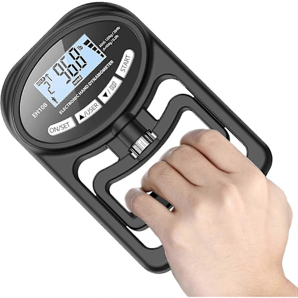 Hånd Dynamometer Grip Styrke Træner - Elektronisk Håndgreb Styrke Tester Grip Styrker Hånd Træningsmåler Digital Håndgreb Træningsmåler Black
