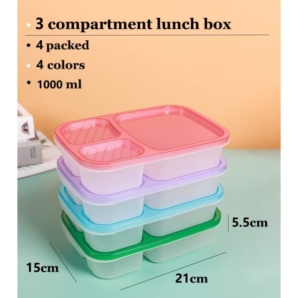 4-pakkainen Bento Lunchbox -lokero. Uudelleenkäytettävät lounaslaatikot