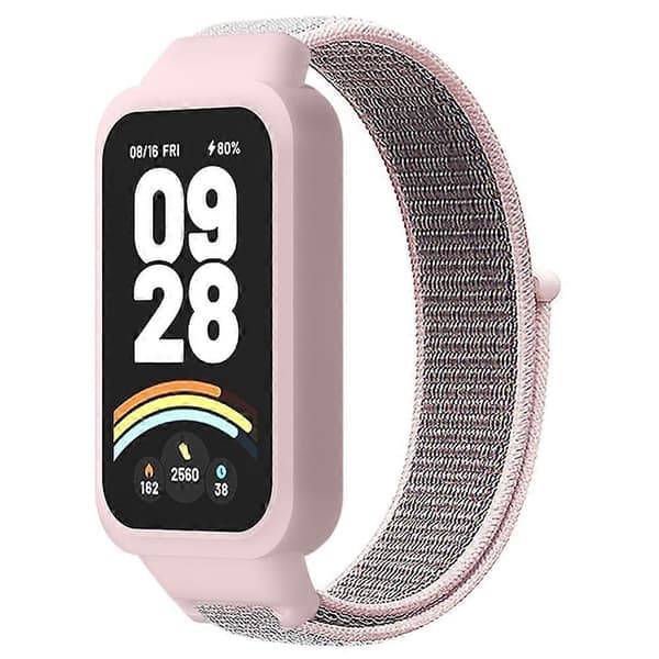 Til Xiaomi Smart Band 9 Active Redmi Band 3 Nylonrem med velcrodesign Urrem Multicolor Pink Sand