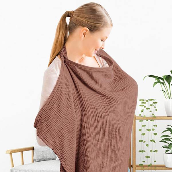 Muslin-amningsöverdrag Andningsbart Bomullsöverdrag För Amning & Pumpning Med Styv Ring Camel