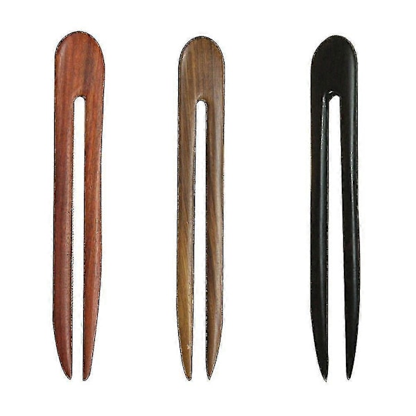 3 stk Hårpinne U-formet Hårnål Vintage Stil Tre Hårtilbehør (Rød + Grønn + Svart)