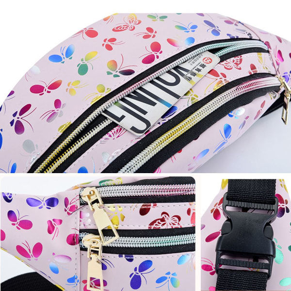 Tryckt midjeväska Fanny Pack Mobiltelefonväska svart