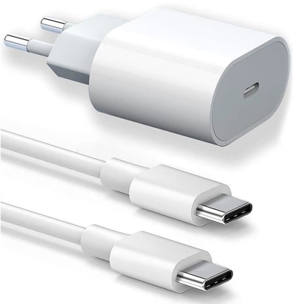 20W USB-C hurtiglader + 20W 1M USB-C til USB-C-kabel for iPhone 15