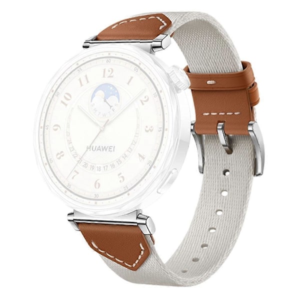 18MM Læder Nylon Rem Til Huawei Watch GT 5 Pro 42m GT 5 41mm GT 4 41mm GT 3 42mm Kvinder Komposit Multicolor White Brown