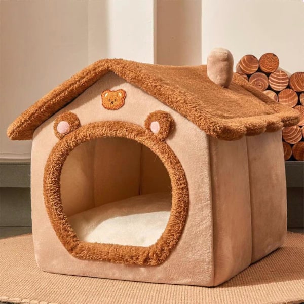 Koiran Koppi Sisätiloihin Taitettava Pehmeä Kennel Sänky Lämmin Kissatalo Pennun Luola Tyynyllä Pienille Keskikokoisille Suurille Koirille Kissoille L Ruskea