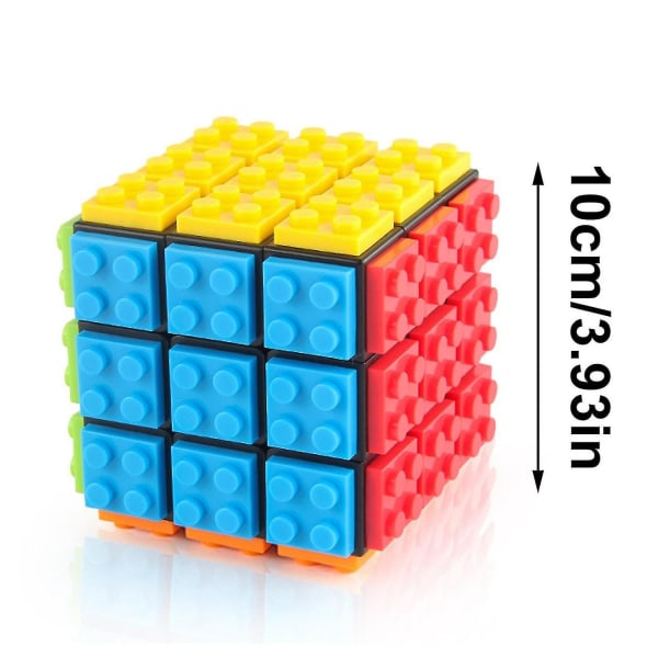 3x3 Build-on Brick Magics Cube Brain Teaser och tegelleksak i 1 för barn Vuxen Black