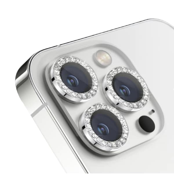 Kamerabeskyttelse med rhinsten 2-pak Sølv iPhone 13/13 Mini Sølv