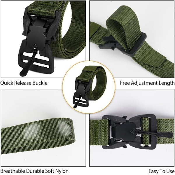 Mænds Taktisk Bælte, Militær Stil Hurtig Spænde Nylon Bælte, Heavy Duty Bælter, Mænds Taktisk Bælte Gave med Krog, Nylon Rigger Bælter til Mænd Metal Nylon buckle-A 4PCS