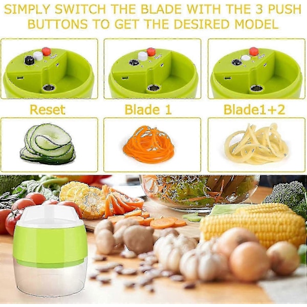 Spiralskärare för grönsaker, 3 i 1 grönsaksspaghetti spiralizer, spiralskärare för grönsaker för zucchini-nudlar