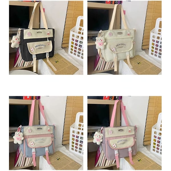 Kawaii Crossbody Väska för Flickor Tote Splicing Färg Skolryggsäck Japansk Skolryggsäck Estetisk Ryggsäck