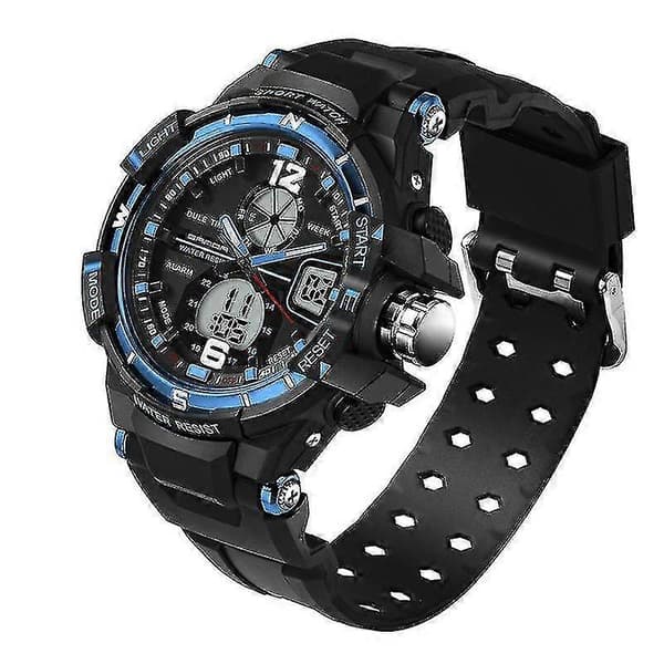 Herre Dual Display Elektronisk Ur Silver