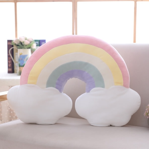 Unicorn and Rainbow børnepude ved sengekanten Rainbow Cushion Pude - Rainbow