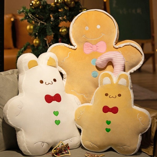 Kawaii Gingerbread Man Plys Dudde Juletræ Pude Til Jul A3