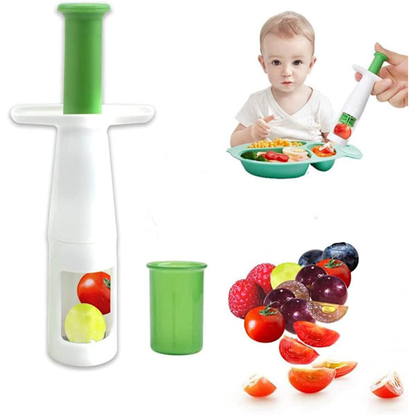 Jordgubbe, körsbär, druva, tomat skärare frukt och grönsaksskärare, enkel och bärbar kök frukt skärande salladsverktyg
