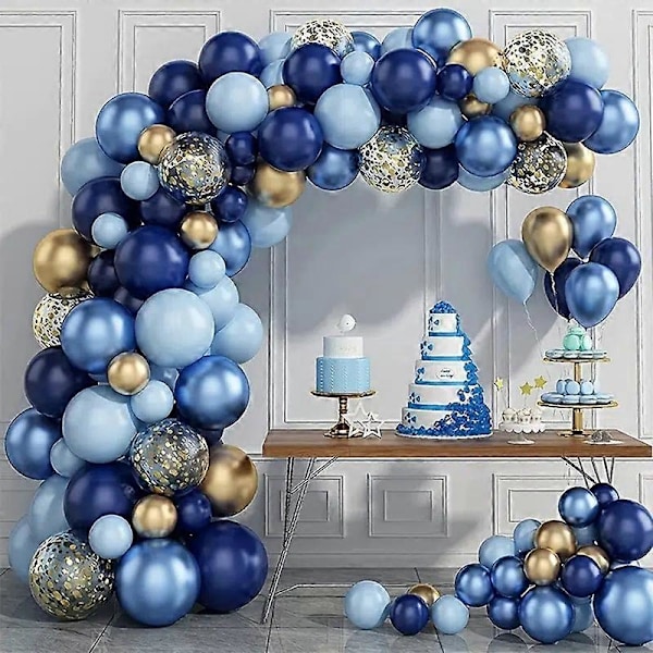 Blå Ballongbue Sæt, 133 stk. Blå Ballongguirlande Sæt med Sequin Latex Balloner til Bryllup, Fødselsdagsfester, Dimission og Baby Shower Balloner D