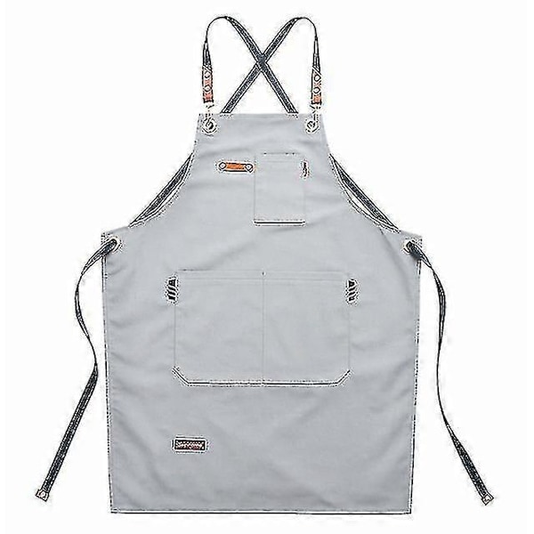 Unisex Arbeidsforkle Canvas Forkle Bib Justerbart Kjøkkenforkle style 4