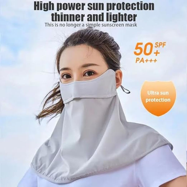 Sommarvärme skyddande issilkemask utomhus andningsbar halsduk med hängande öron ansiktsmask Gray