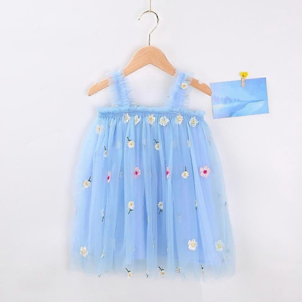 Baby Princess Hängselklänning för Flickor Spädbarn Blommig Volang Mesh Ärmlös Klänning Småbarn Sommar Vardagskläder 80CM G