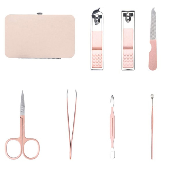 Manicure sæt, 7-delt pedicure negle sæt, etui, neglesaks sæt