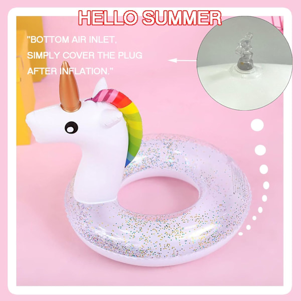 Sommaruppblåsbar badring pool flyta, uppblåsbar pool flyta-söt glitter simring badleksaker för barn