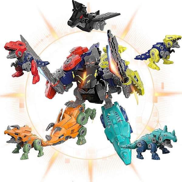 Dinosaur Robot Sæt Legetøj til Børn med Elektrisk Boremaskine 5 i 1 Transformers Dinosaur Legetøjssæt Dinosaur Samlesæt