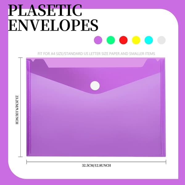Plastkuvert, 8-pack Plastmappar för Dokument, A4 Plastmapp, Plastkuvert för Dokument